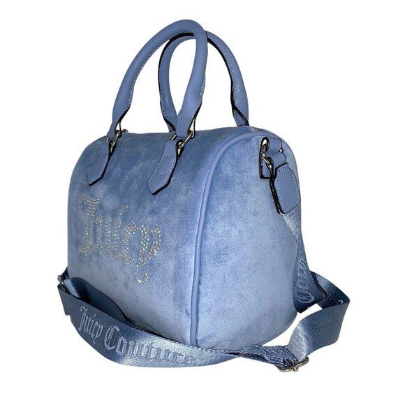 Juicy Couture Slate Blue Iridescent Crystal Logo Obsession Satchel Bag NWT - Picture 8 of 12